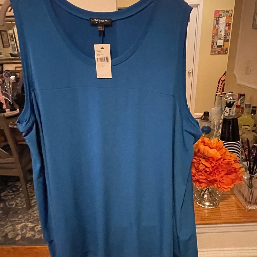 Lane Bryant Blue Sleeveless Relaxed Tunic Tank Top Size 22/24 NWT.